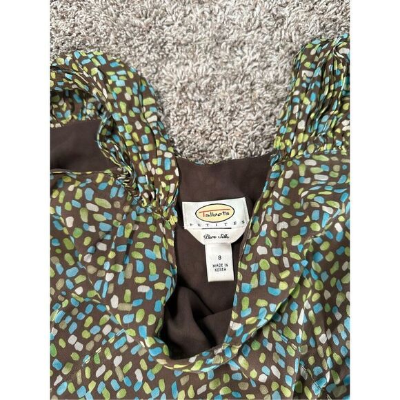 Vintage Y2K Talbots Petite 8 Silk Slip Drop Waist Midi Dress Chiffon Brown Fairy - Picture 5 of 11